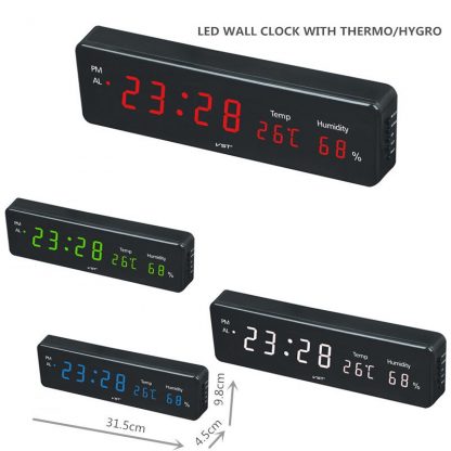 Big Number Large LCD Digital Wall Clock with Temperature humidity horloge mural Electronic Table Watch Desk Alarm Clock 4
