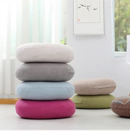 Round Shape 2 Size Cotton Linen Seat Cushion Silk Cotton Core Tatami Cushion Pillow Home Decoration Soft Car Sofa Cushion 1