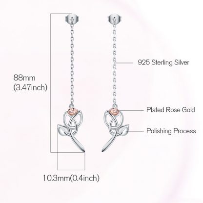 SG hot 925 sterling silver rose flower stud earring with long earrings summer fashion jewely gifts for women FREE SHIPPING 5