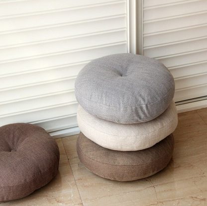 Round Shape 2 Size Cotton Linen Seat Cushion Silk Cotton Core Tatami Cushion Pillow Home Decoration Soft Car Sofa Cushion 2
