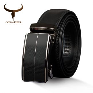 COWATHER New Arrival  cow genuine leather men's belt cowhide strap for male automatic buckle belts for men alloy buckle belts