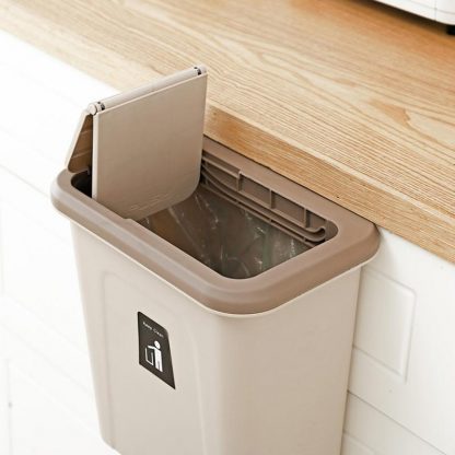 Push-top Trash Can Chef Hanging Automatic Return Lid for Fruit and Vegetable Pericarp-Small Garbage Cabinet Cupboard Kitchen 4