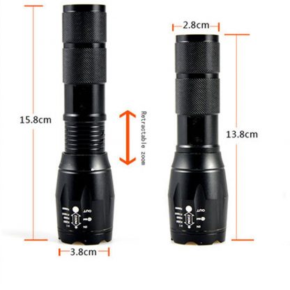 Portable LED Flashlight LED Torch Zoomable Flashlight 8000LM E17 CREE XM-L T6 5 Mode Light For 18650 or 3xAAA NO Battery 2