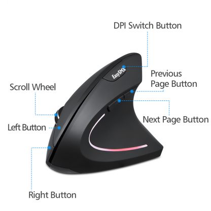 EasySMX Wireless Mouse G814 Vertical Mouse Ergonomic Optical 800 1200 1600 2400 DPI 6 Buttons Mause for Windows MAC OS 1