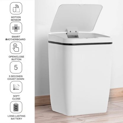 Automatic Touchless Intelligent induction Motion Sensor Kitchen Trash Can Wide Opening Sensor Eco-friendly Waste Garbage Bin 1