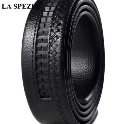 LA SPEZIA Leather Belt Men Black Automatic Belts No Holes Male Business Office PU Leather Classic Brand Designer Suit Belts 5